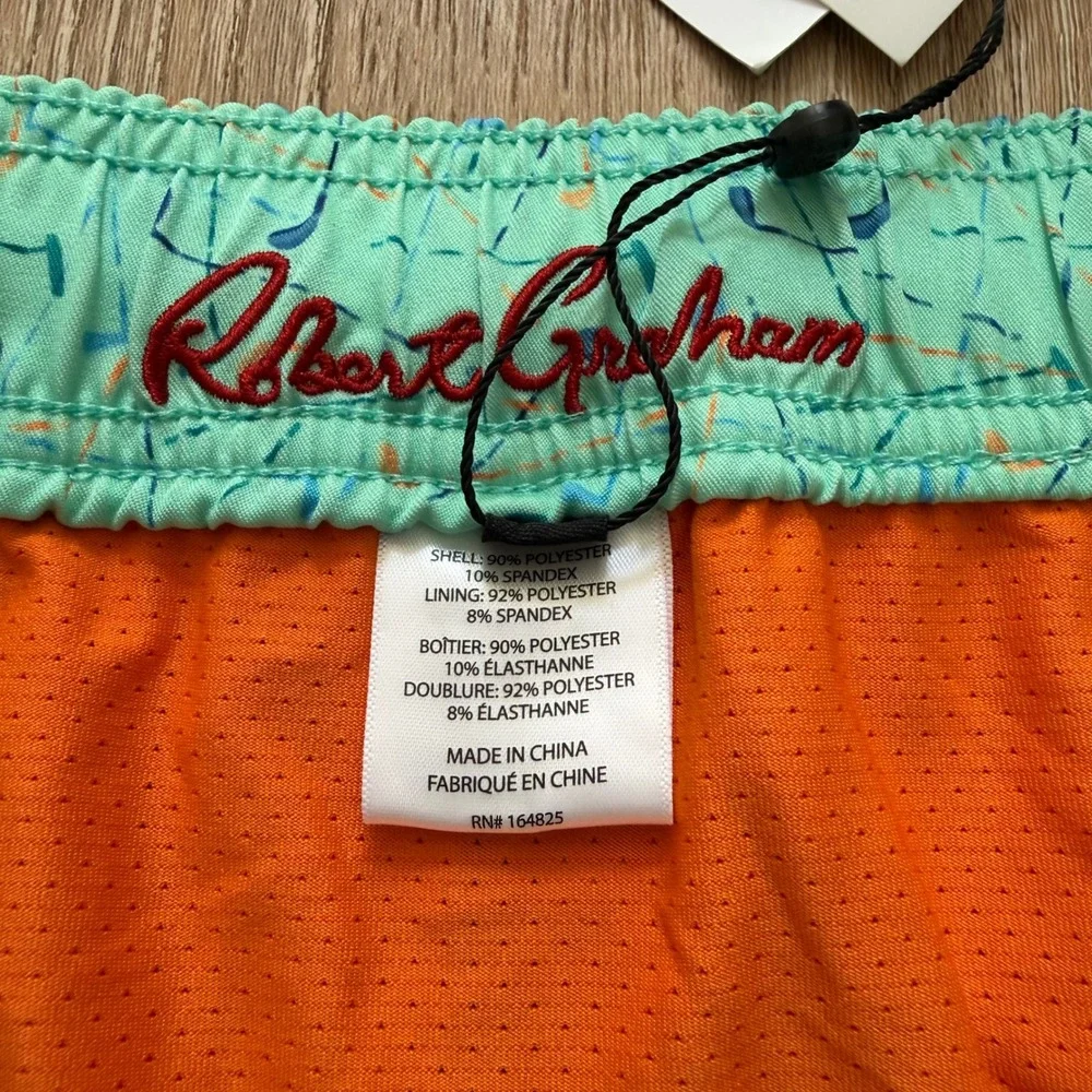 Robert Graham Golf Clubs Swim Trunks Men 2XL Green SMRG102 Mesh Lined Stretch